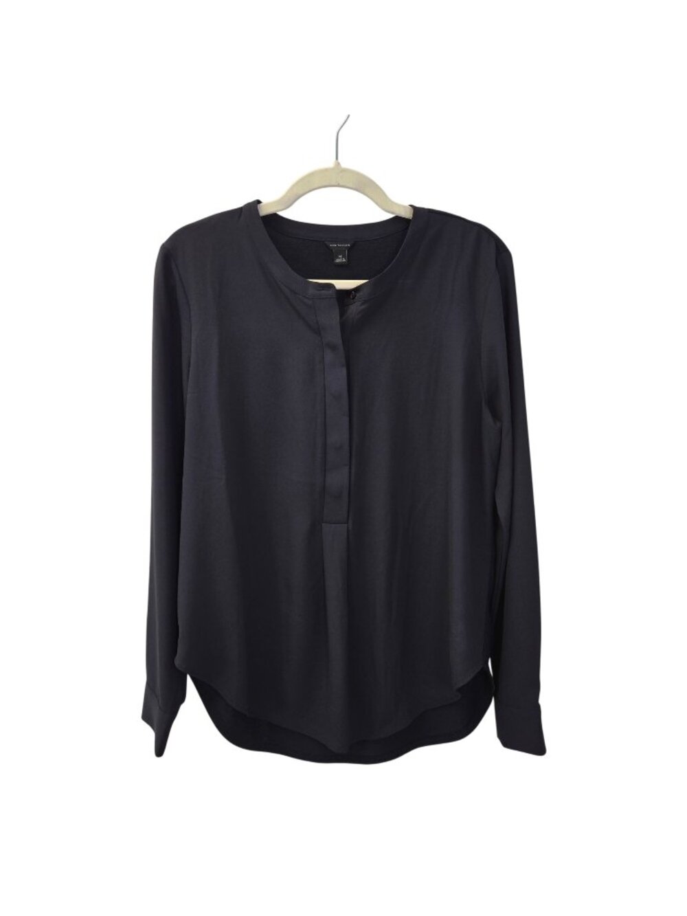 Ann Taylor Mixed Media Hidden Button Closure Blouse Size Medium